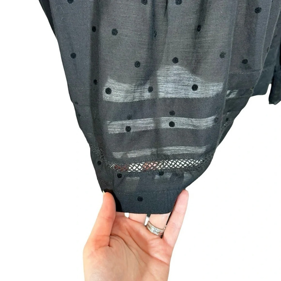 THE GREAT. The Portrait Tulle-Trimmed Flocked Cotton-Blend Voile Smocked Blouse - Picture 10 of 16